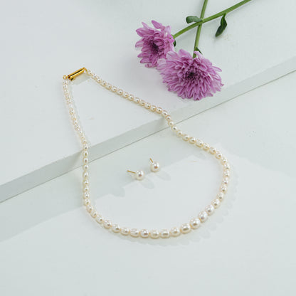 Grading White Drop Freshwater Pearl Necklace Set - AA Quality