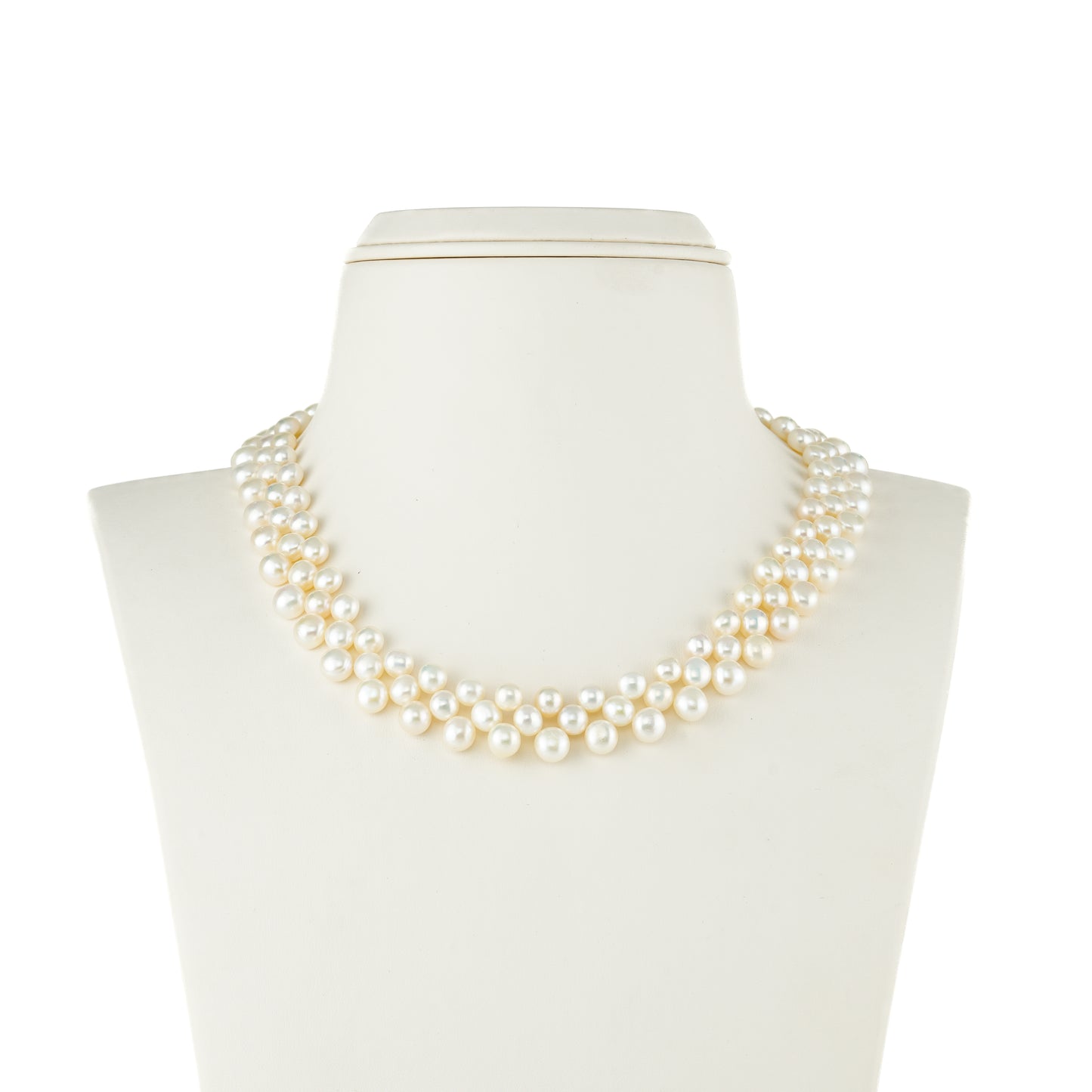 6.0-7.0mm White Button Fancy Freshwater Pearl Necklace Set- A Quality