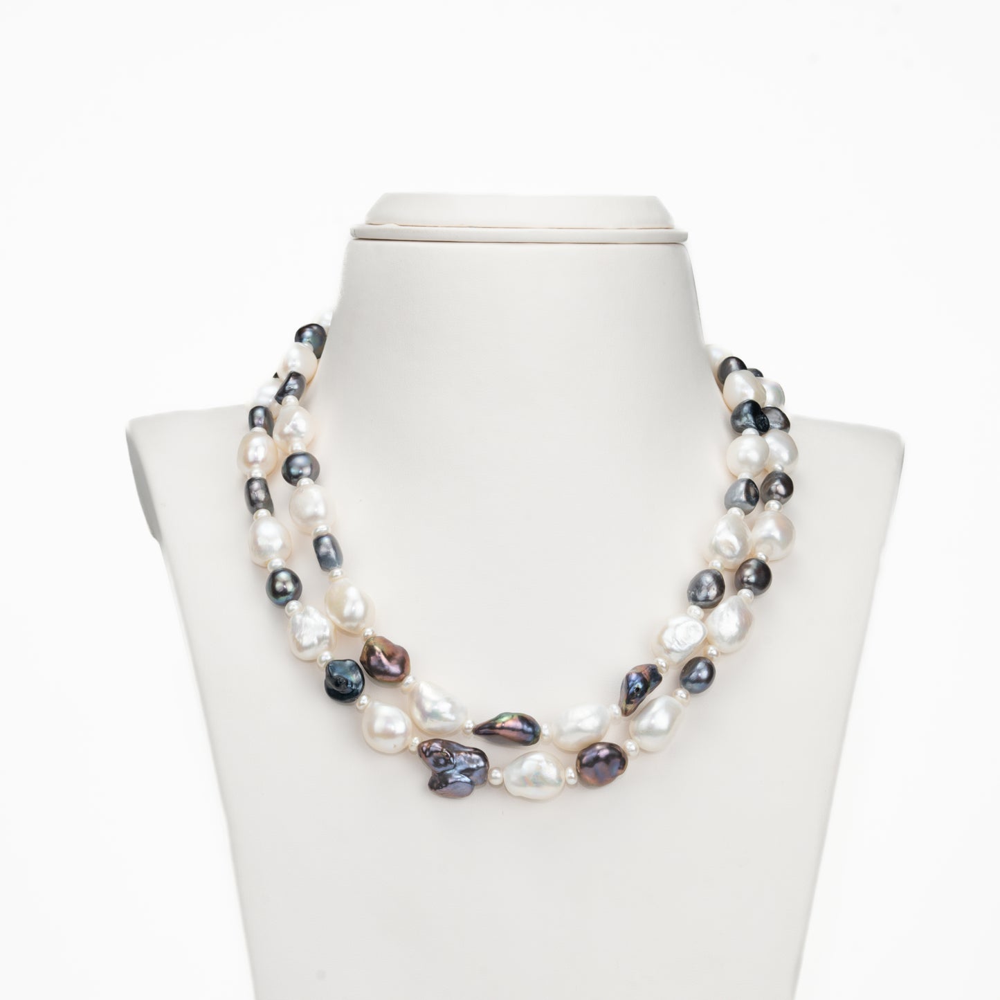 11.0-12.0mm Semi Baroque  Multicolor Freshwater Pearl Necklace Set - A Quality
