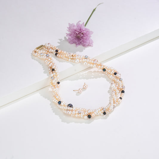 Multicolor Mix Freshwater Pearl Necklace Set - A Quality