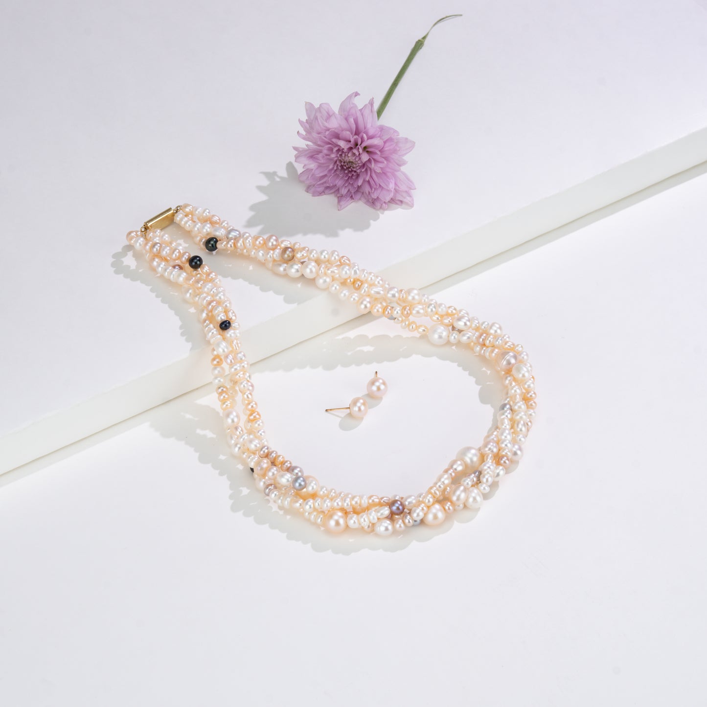 Multicolor Mix Freshwater Pearl Necklace Set - A Quality