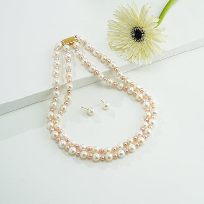 9.0-10.0mm Multicolor Near Round Freshwater Pearl Necklace Set - AA Quality