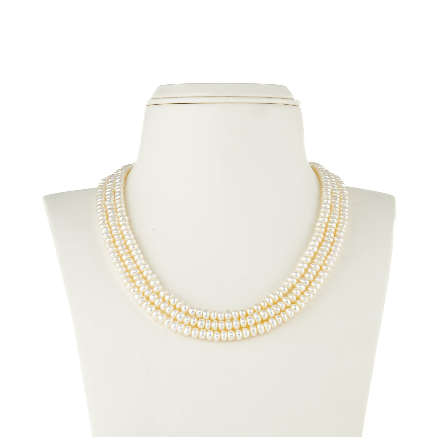 4.0-5.0mm White Button Freshwater Pearl Necklace Set - A Quality