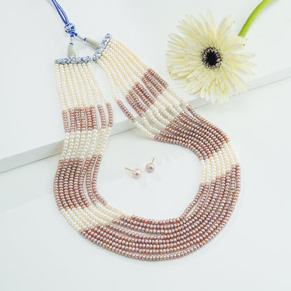 3.0-4.0mm Multicolor Button Freshwater Pearl Necklace Set - AA Quality