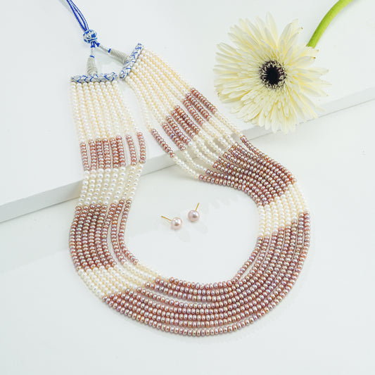 3.0-4.0mm Multicolor Button Freshwater Pearl Necklace Set - AA Quality