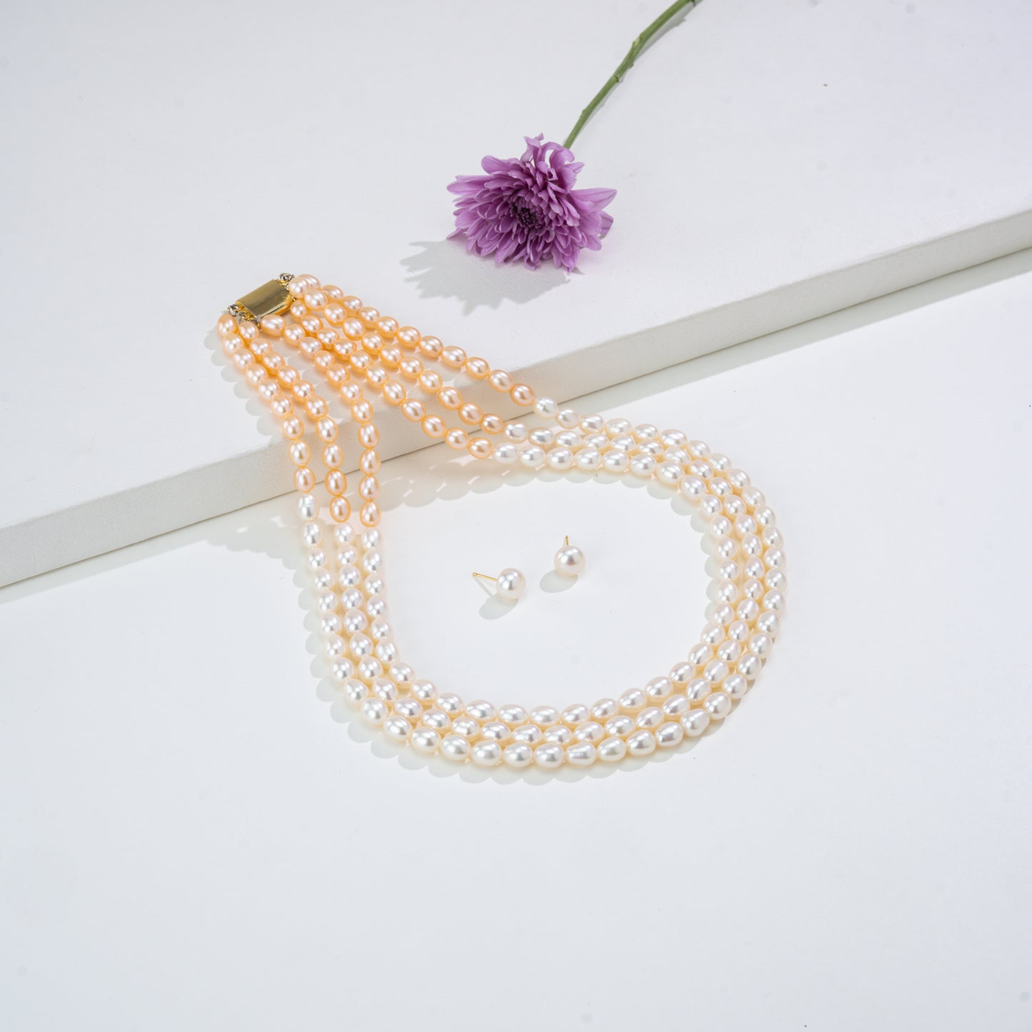 7.0-8.0mm Multicolor Drop Freshwater Pearl Necklace Set - A Quality