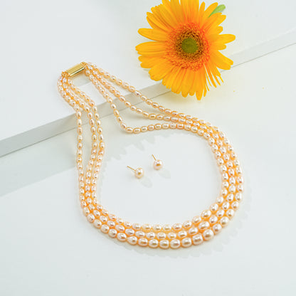 Grading Pink Drop Freshwater Pearl Necklace Set - AA Quality