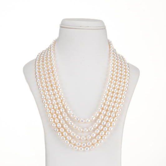 7.0-8.0mm White Drop Freshwater Pearl Necklace Set - A Quality