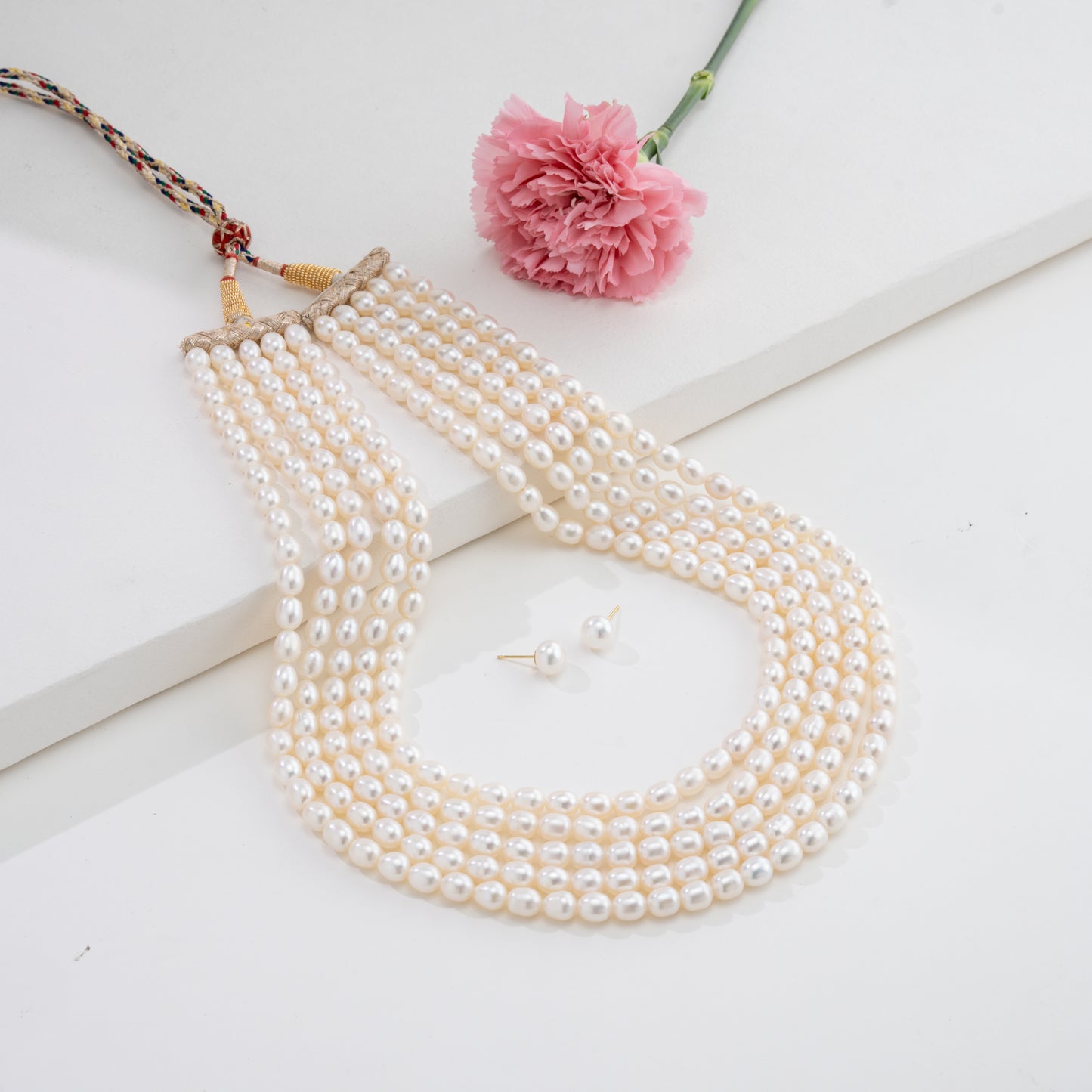 7.0-8.0mm White Drop Freshwater Pearl Necklace Set - A Quality