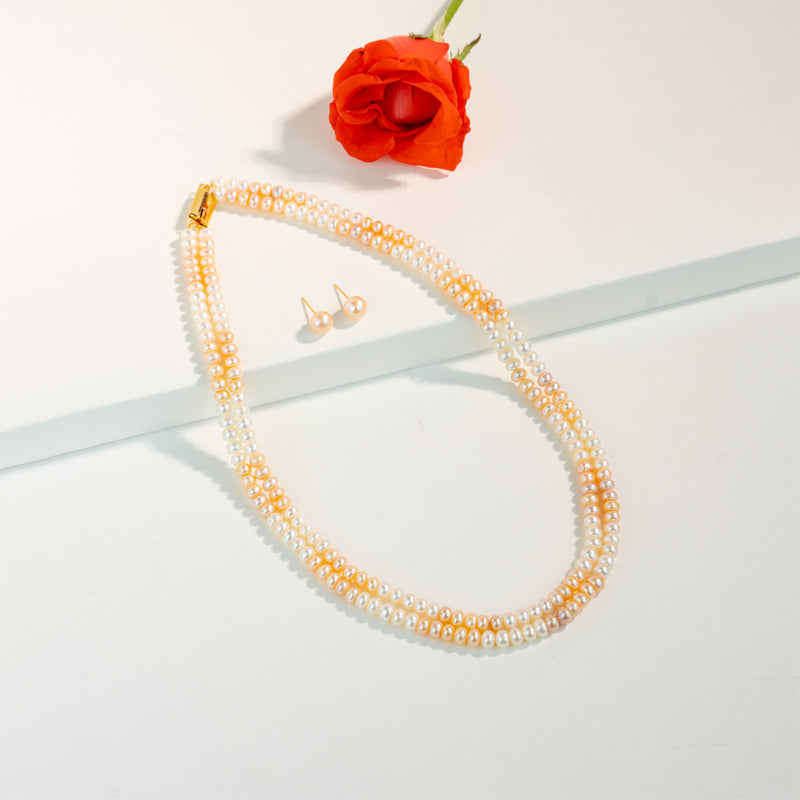 4.0-5.0mm Multicolor Button Freshwater Pearl Necklace Set - A Quality