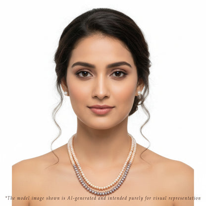 4.0-5.0mm Multicolor Button Freshwater Pearl Necklace Set - A Quality