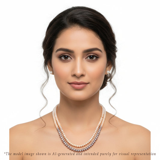 4.0-5.0mm Multicolor Button Freshwater Pearl Necklace Set - A Quality