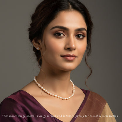 8.0-9.0mm Pink Drop Freshwater Pearl Necklace Set - A Quality