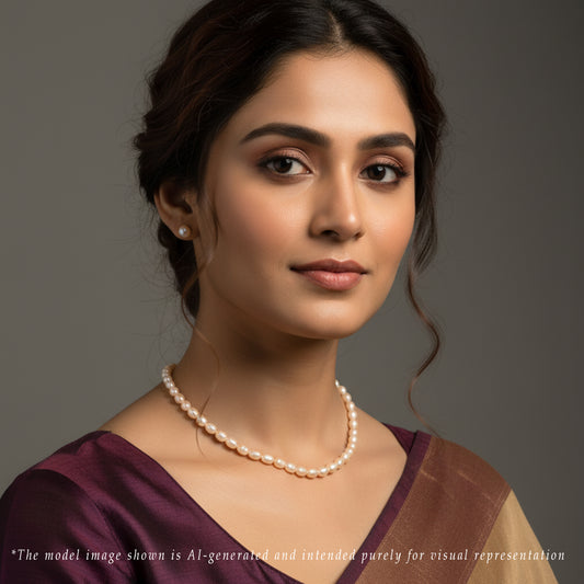 8.0-9.0mm Pink Drop Freshwater Pearl Necklace Set - A Quality