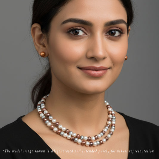 8.0-9.0mm Mix Multicolor Freshwater Pearl Necklace Set - A Quality