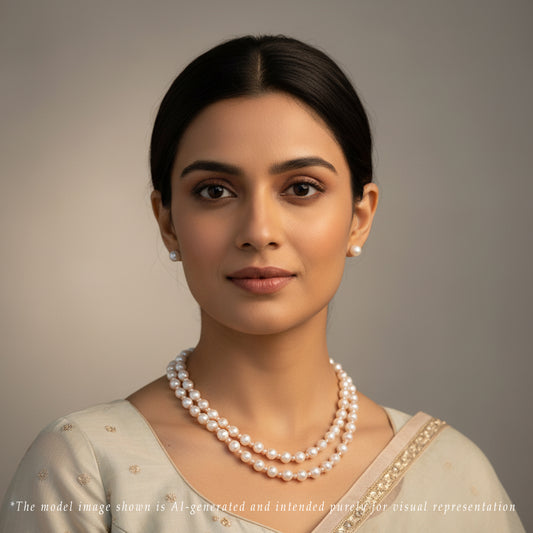 7.0-8.0mm Multicolor Near Round Freshwater Pearl Necklace Set - A Quality