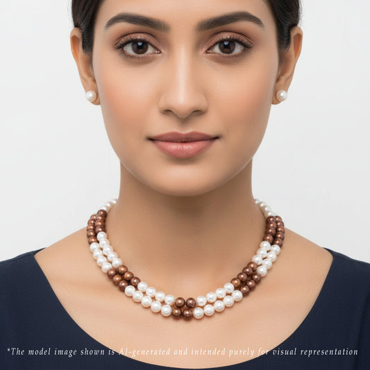 8.0-9.0mm Multicolor Near Round Freshwater Pearl Necklace Set - A Quality