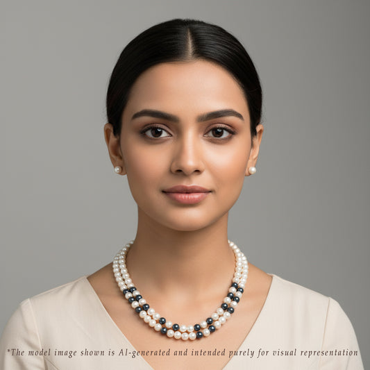 Grading Multicolor Near Round Freshwater Pearl Necklace Set - A Quality