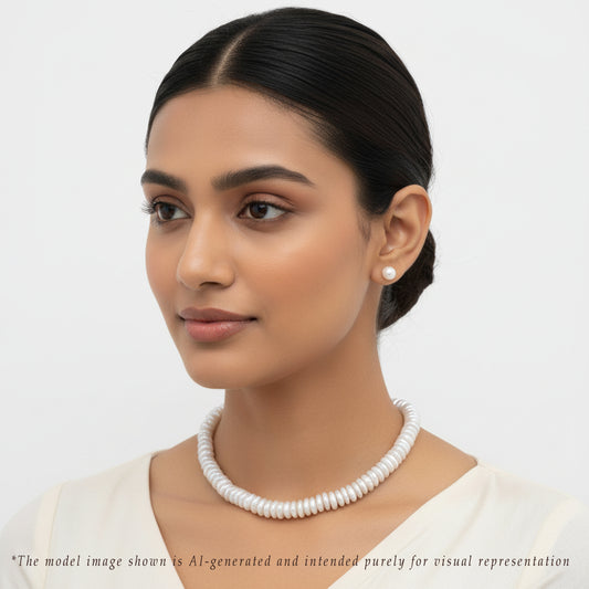 4.0-5.0mm White Coin Fancy Freshwater Pearl Necklace Set - A Quality