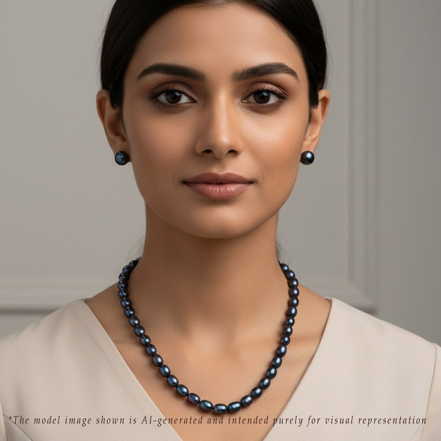 Grading Black Drop Freshwater Pearl Necklace Set - A Quality