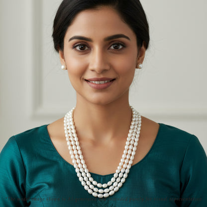 7.0-8.0mm White Drop Freshwater Pearl Necklace Set - A Quality