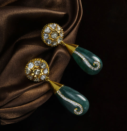Designer Emerald Polki Earring