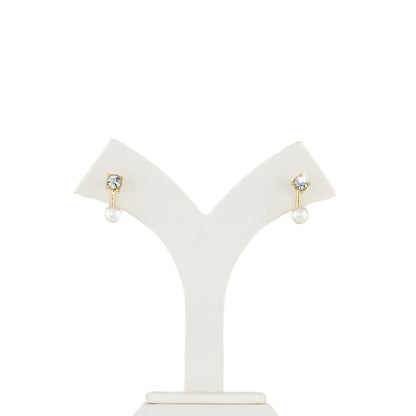 Designer White Stone Freshwater Pearl Stud Earrings