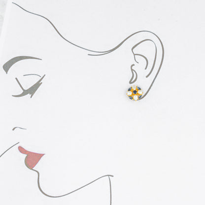 Swan Blue Stone Freshwater Pearl Stud Earrings