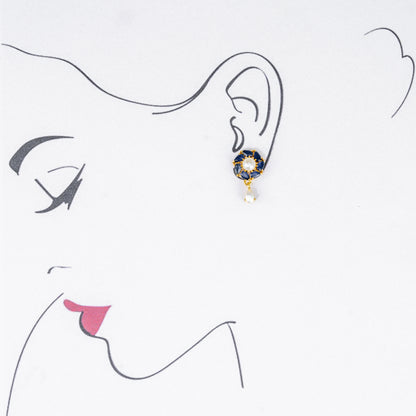 Floral Blue Mix Freshwater Hanging Pearl Earring