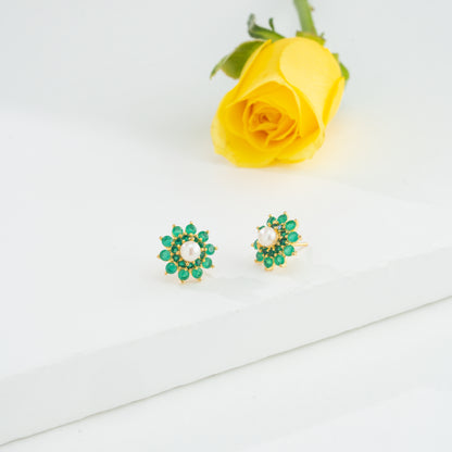 Luminescent Green Stone Freshwater Pearl Tops