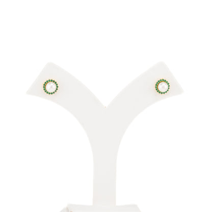 Intricate Green Stone Freshwater Pearl Studs Earrings