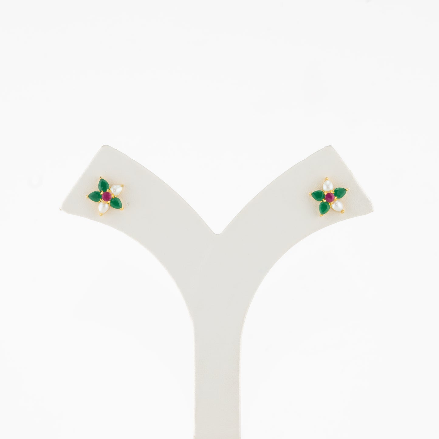 Intriguing Red Green Freshwater Pearl Stud Earrings