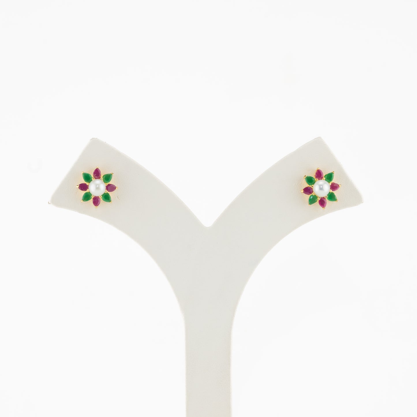 Exciting Red Green Multicolor Stone Stud Earrings