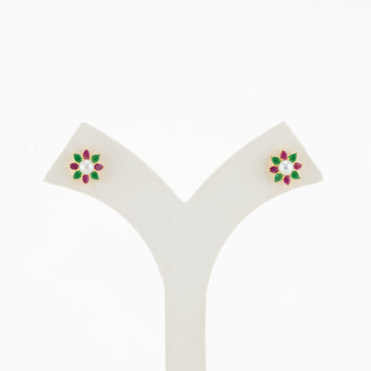 Exciting Red Green Multicolor Stone Stud Earrings