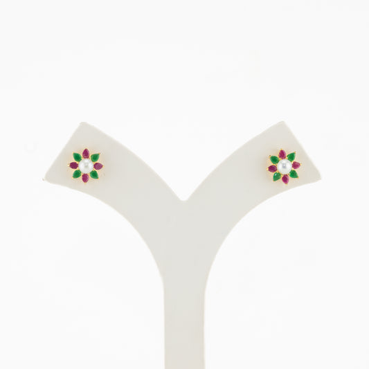 Exciting Red Green Multicolor Stone Stud Earrings