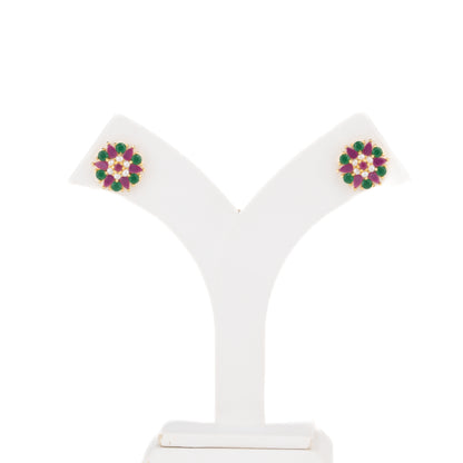 Graceful Red Green Multicolor Freshwater Pearl Studs Earrings