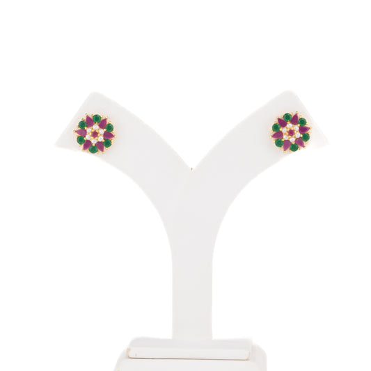 Graceful Red Green Multicolor Freshwater Pearl Studs Earrings