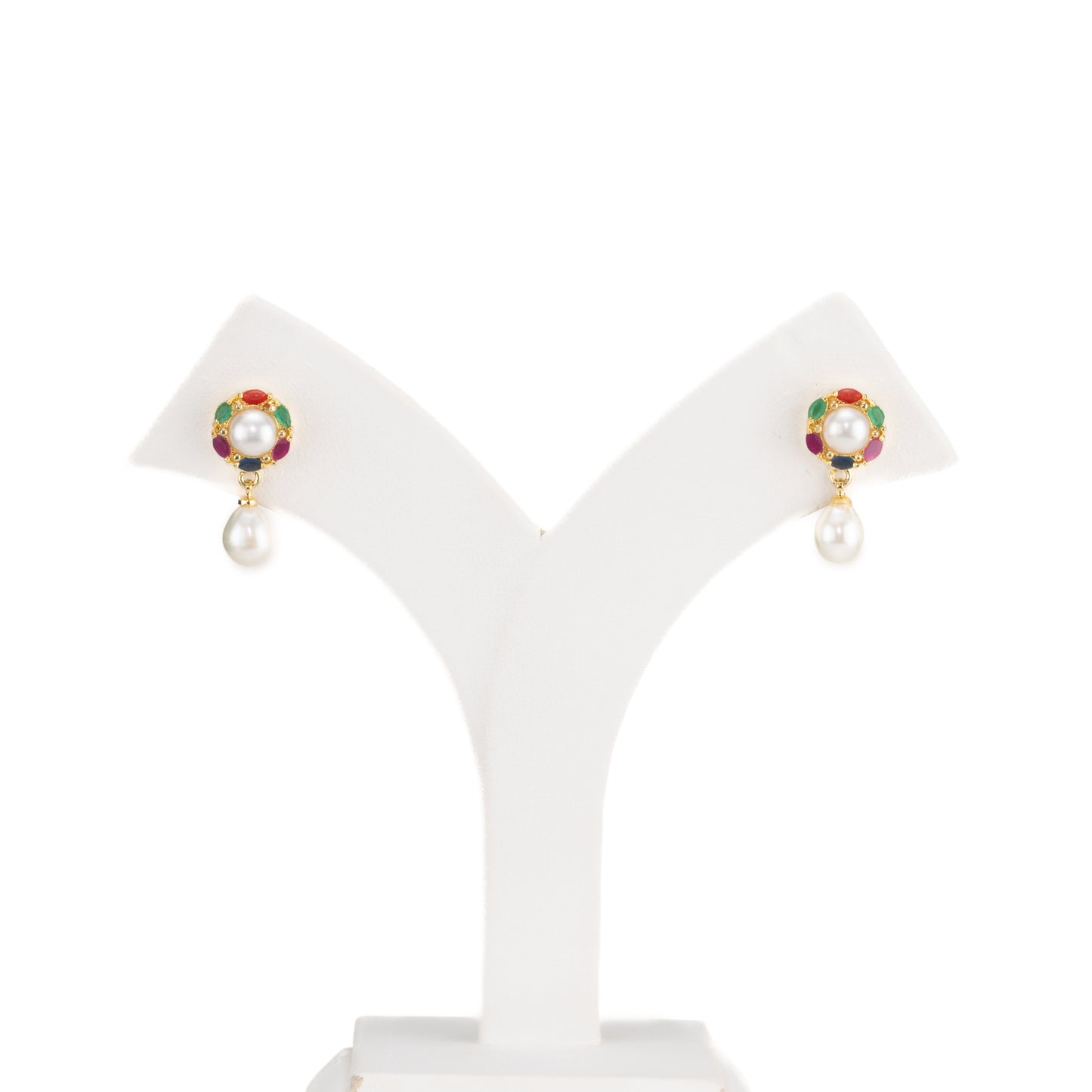 Precious Multicolor Drop Freshwater Pearl Stud Earrings