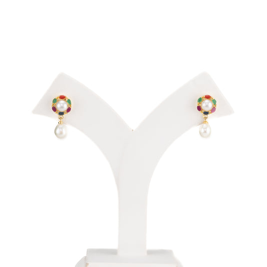 Precious Multicolor Drop Freshwater Pearl Stud Earrings