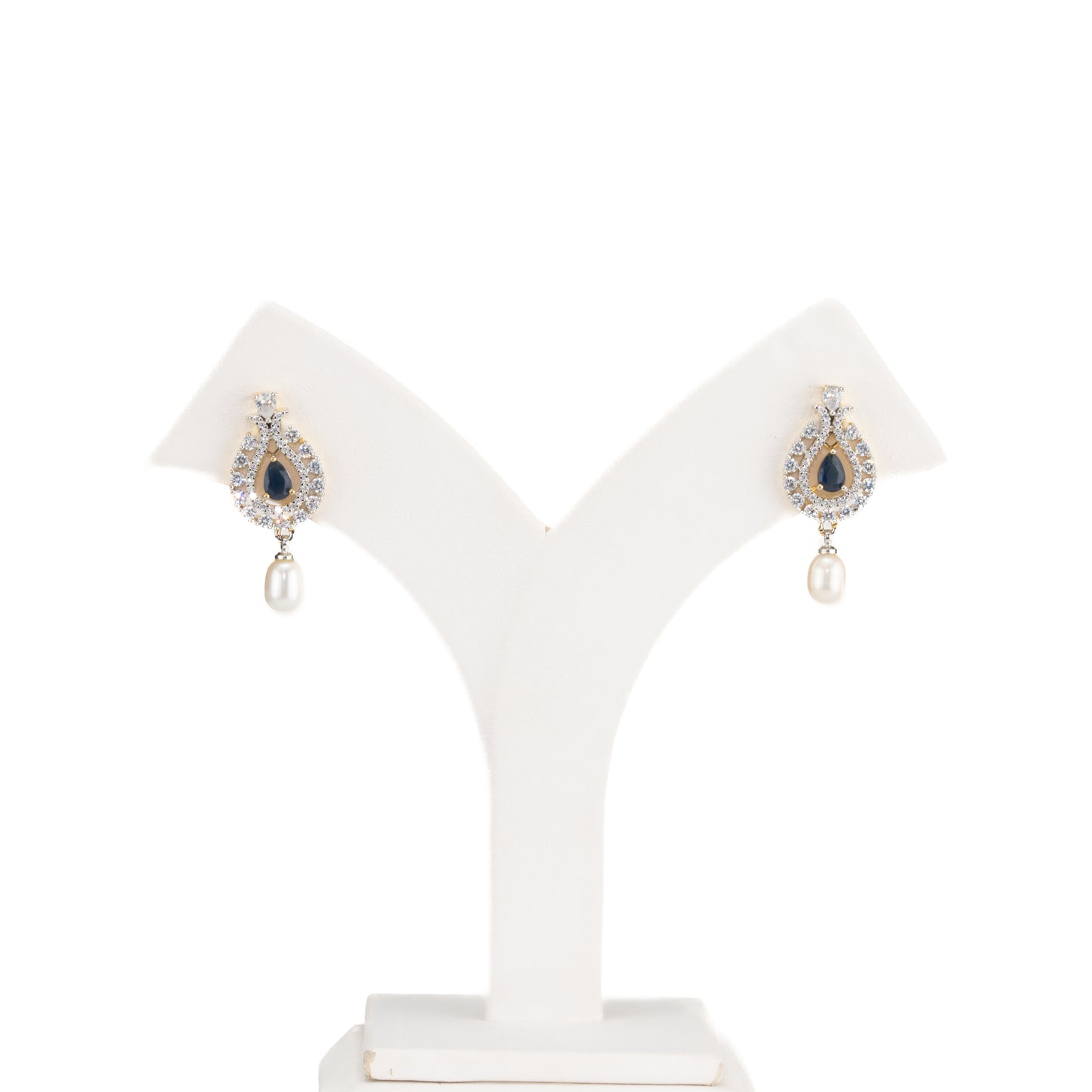 Gifted Red Stone Freshwater Pearl Stud Earrings