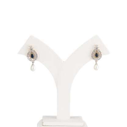 Gifted Red Stone Freshwater Pearl Stud Earrings