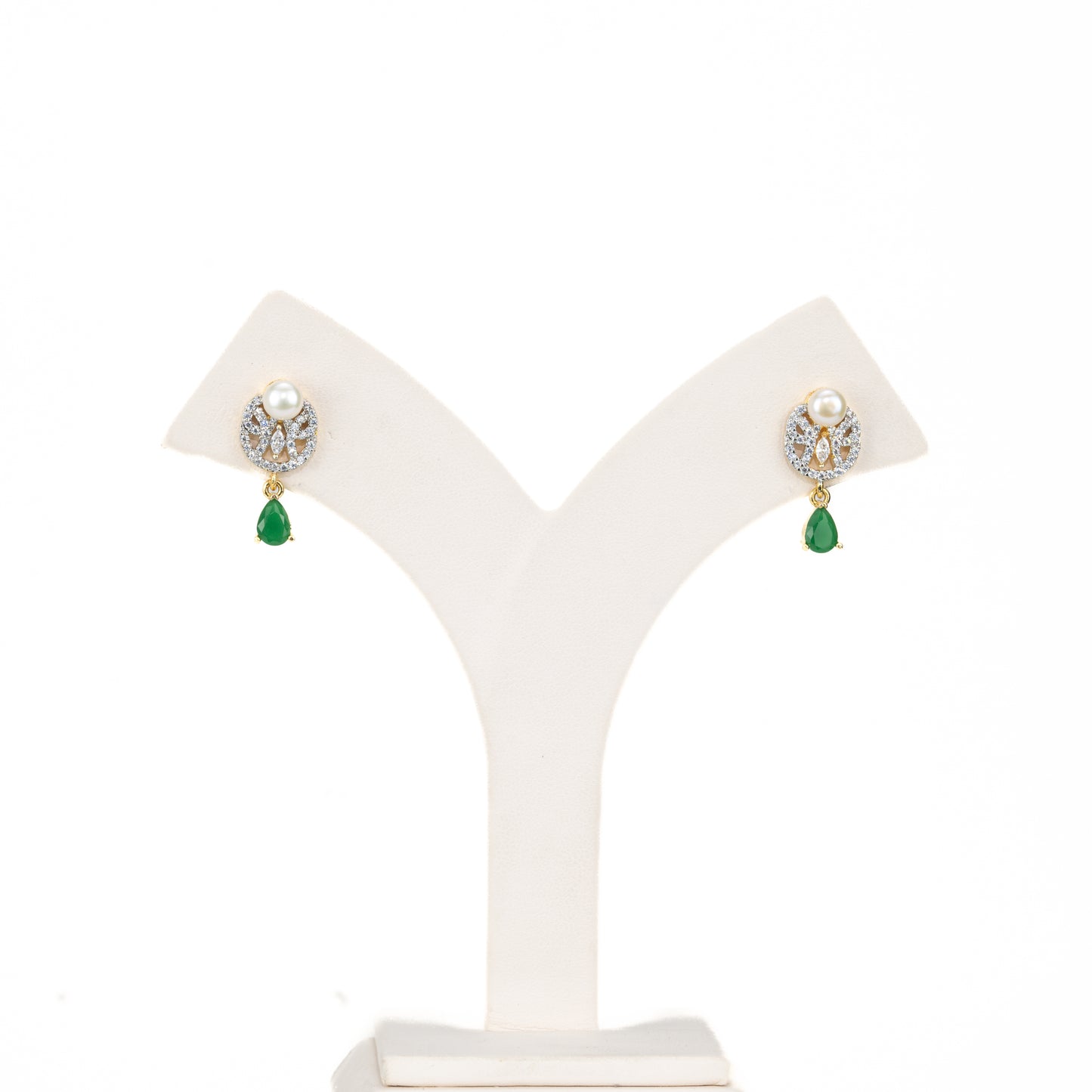 Opaque Red Stone Button White Freshwater Pearl Stud Earrings