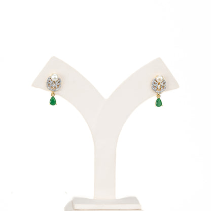 Opaque Red Stone Button White Freshwater Pearl Stud Earrings