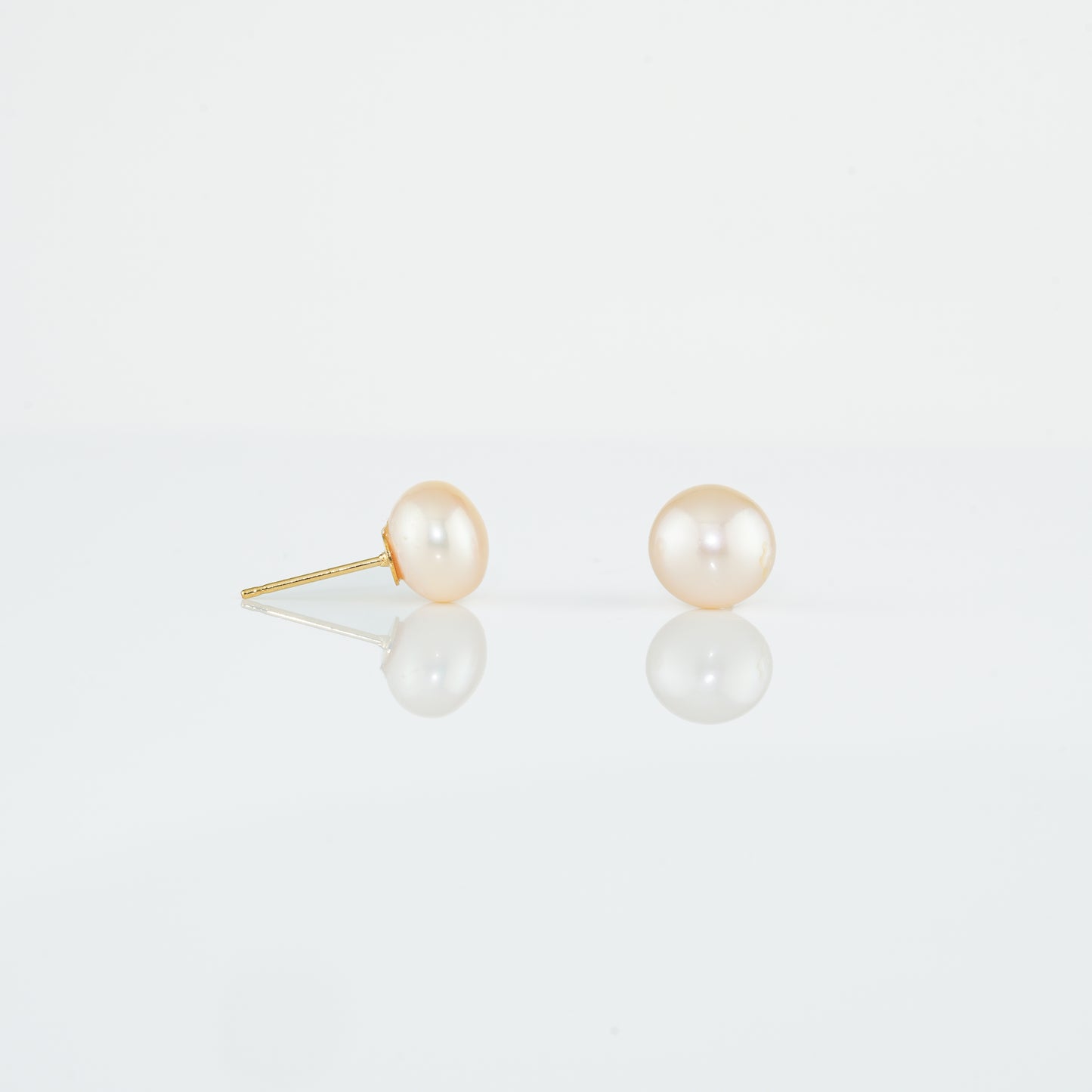Pink Button Freshwater Pearl Stud Earrings