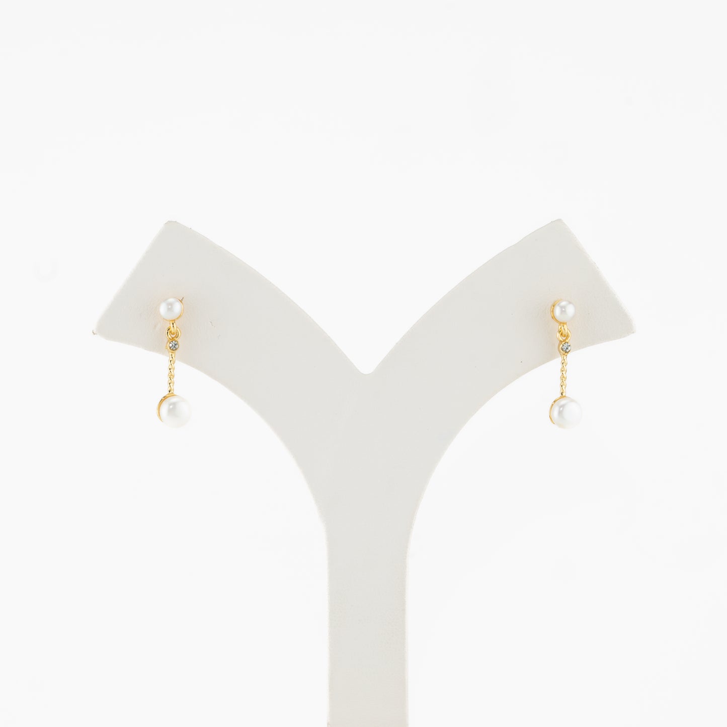 Sparkly White Freshwater Pearl Stud Hanging Earrings