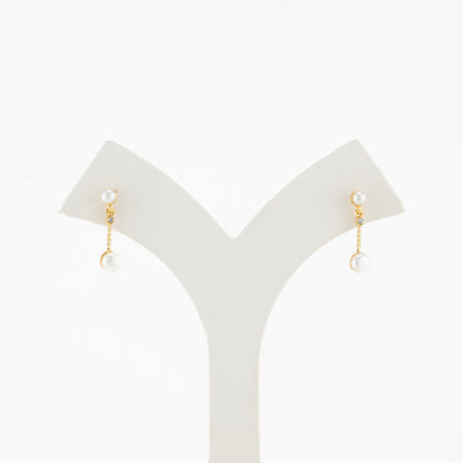 Sparkly White Freshwater Pearl Stud Hanging Earrings