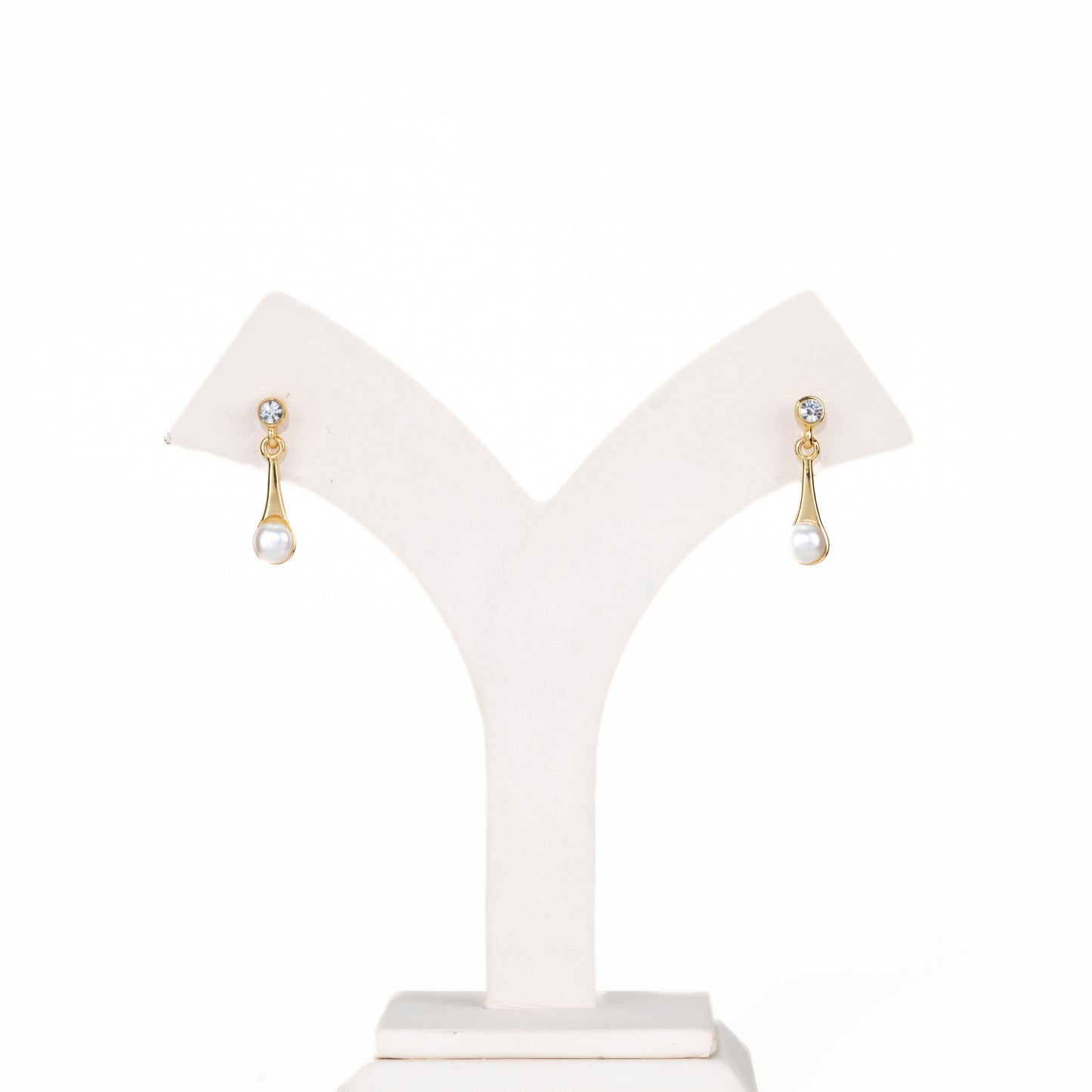 Sparkly White Freshwater Pearl Stud Hanging Earrings