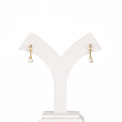 Sparkly White Freshwater Pearl Stud Hanging Earrings