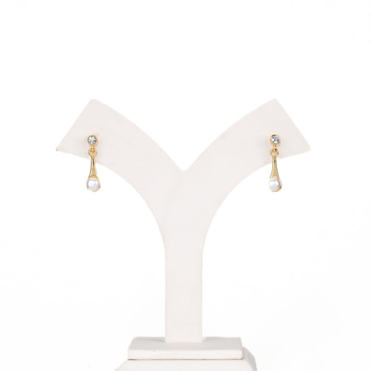 Sparkly White Freshwater Pearl Stud Hanging Earrings