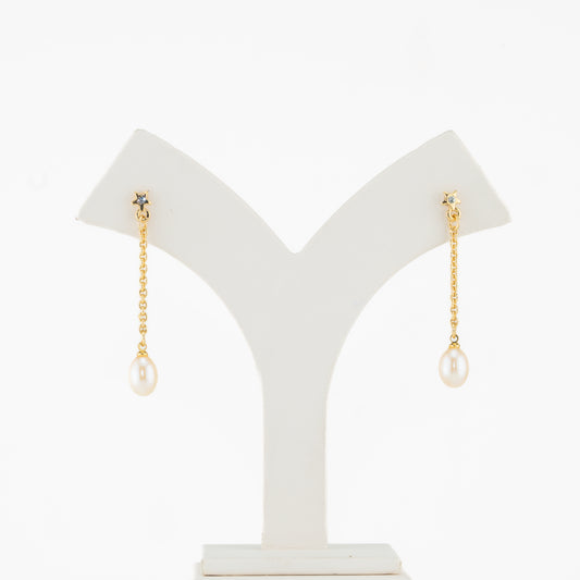 Lovely Pink Drop Freshwater Pearl Hangings Earrings